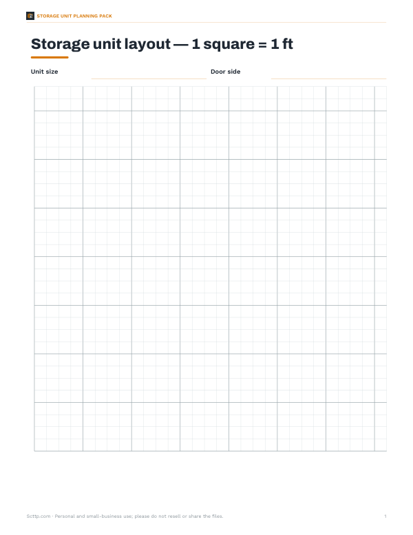Preview of Printable Storage Unit Layout Grid
